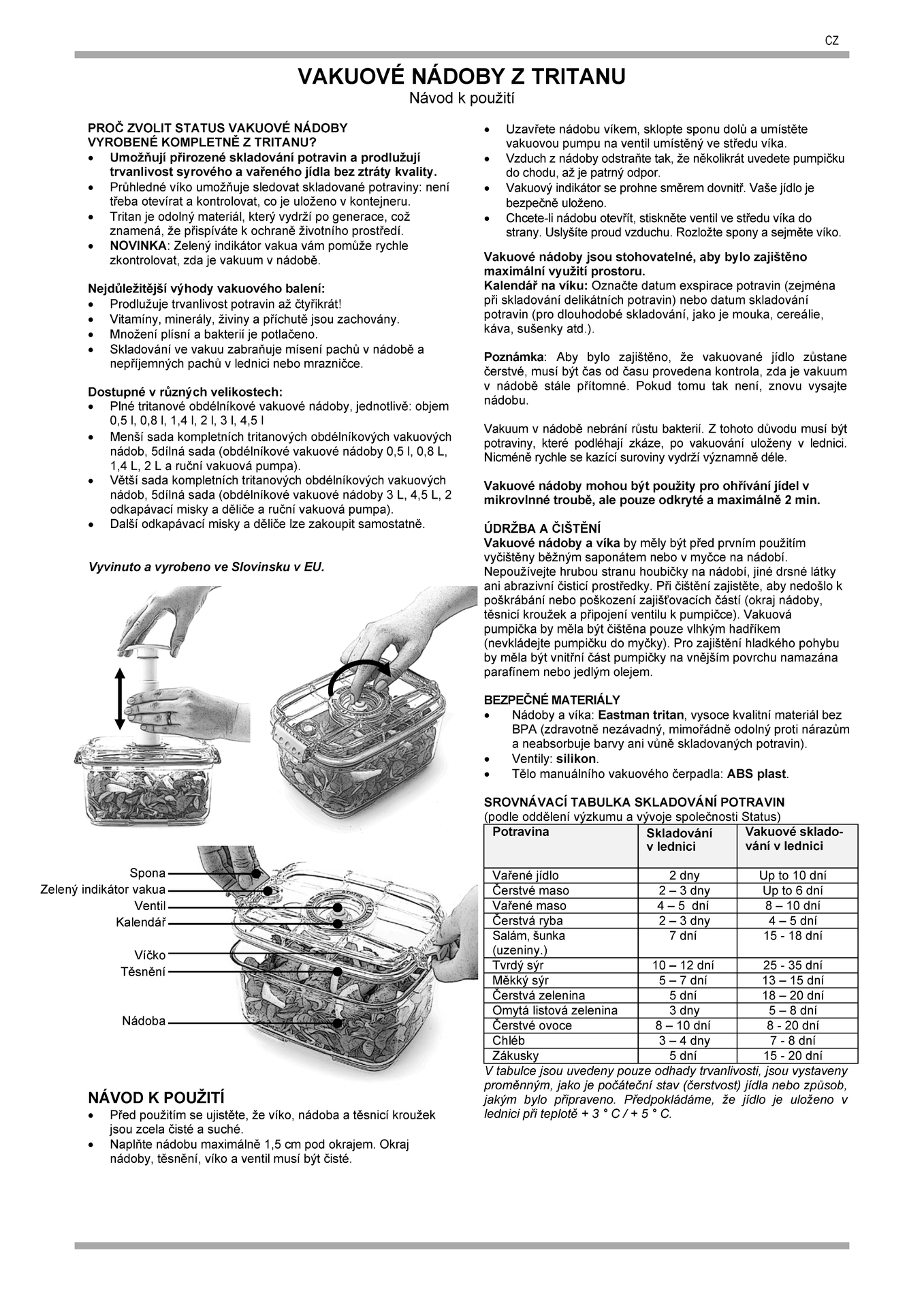 návod k obsluze nádoby status